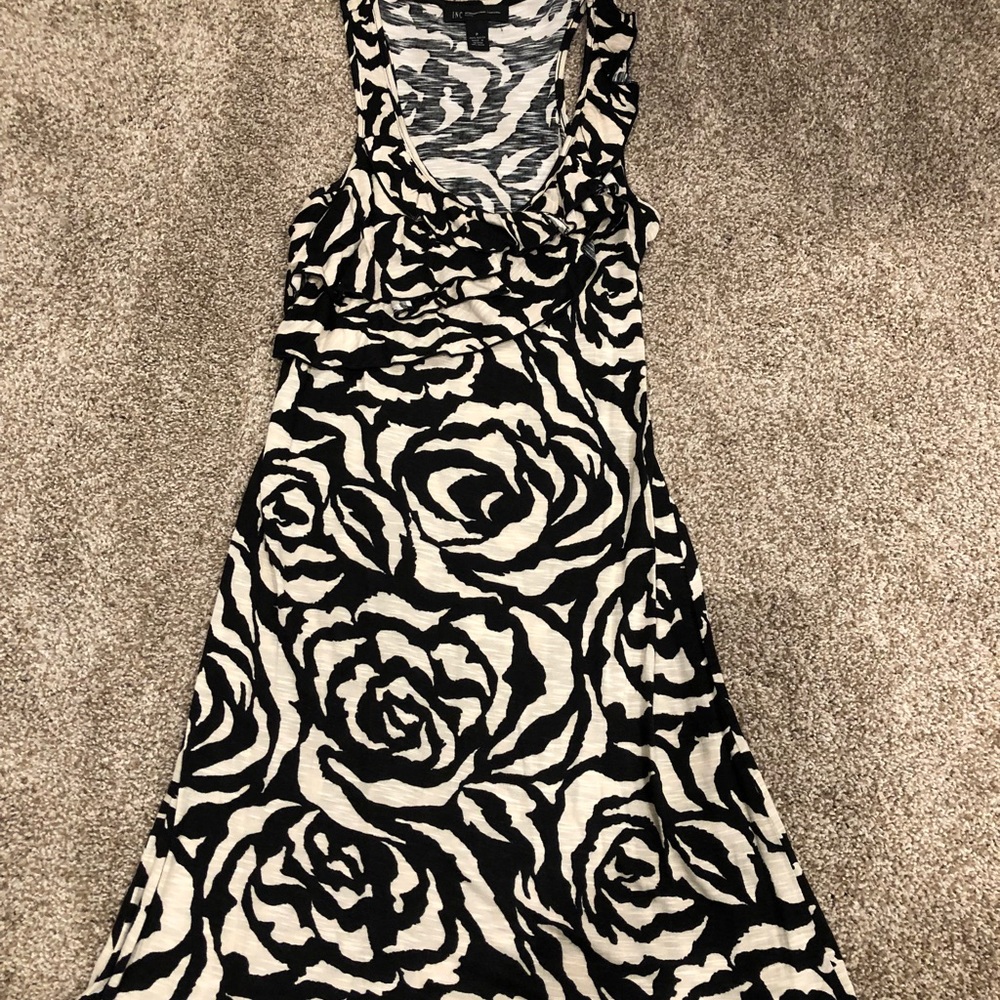 INC black and cream dress